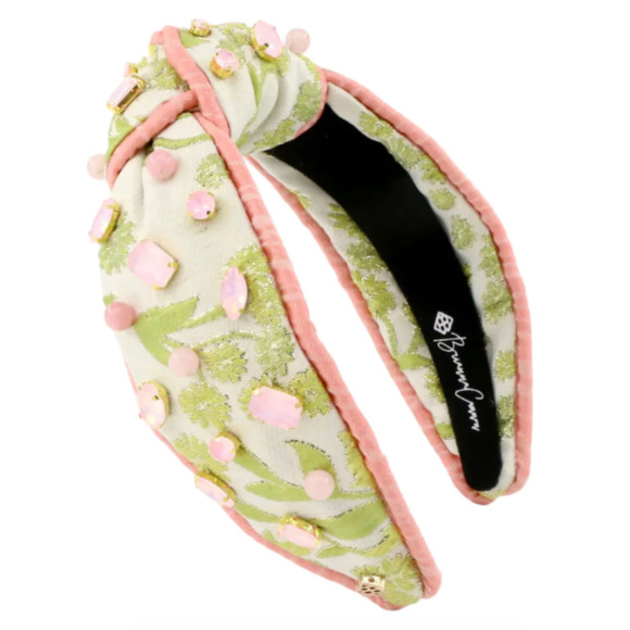 Brianna Cannon Embellished Knotted Headband Chartreuse & Blush Jacquard Size XS main image 6